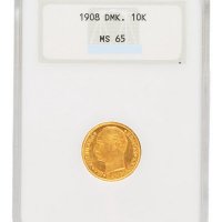1908年丹麦国王弗雷德里克八世10克朗金币一枚