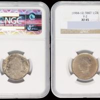1904年四川省造光绪像二分之一卢比银币一枚，NGC XF45