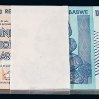 2008年津巴布韦（津巴布韦）100万亿世界最大面额纸币一百枚连号