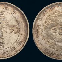 1898年无纪年吉林省造光绪元宝库平七钱二分银币一枚，复打，极美品