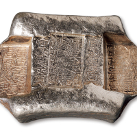 清代云南“福兴庆记 汇号纹银”五两牌坊锭一枚，双梁“官公估佘看”，重量：183.3克，保存完好