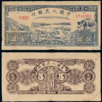 一版币伍圆水牛1枚