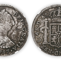 1787年西班牙卡洛斯三世4R双柱银币一枚，NGC VF Details