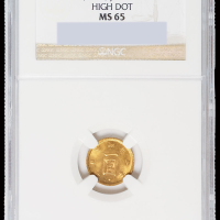 明治四年日本双旗一圆金币一枚，NGC MS65