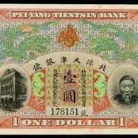 清代李鸿章像北洋天津银号壹圆银圆票一枚