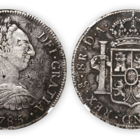 1785年西班牙卡洛斯三世8R双柱银币一枚，NGC VF Details