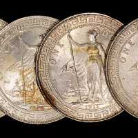 1909、1911、1930年香港“站人”银币四枚，近未使用至完全未使用品