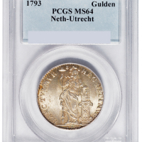 1793年荷兰乌特勒支省1Guiden银币一枚，PCGS鉴定评级MS64