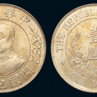 1912年黎元洪像无帽开国纪念壹圆银币一枚，极美至近未使用品