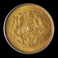1903年浙江省造光绪元宝十文黄铜币一枚，PCGS MS64