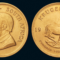 1975年南非一盎司金币一枚，重量：33.98克，完全未使用品