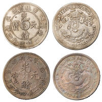 1905年乙巳吉林省造、1904年甲辰奉天省造光绪元宝库平一钱四分四厘银币各一枚，均原色包浆，极美至近未使用品