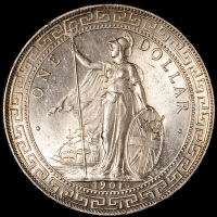 1901、1902年香港“站人”银币各一枚，完全未使用品