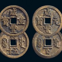 “咸丰元宝”背“宝源当百”，“咸丰重宝”背“宝源当五十”，一组二枚