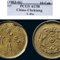 1903-06年浙江省造光绪元宝当十黄铜币