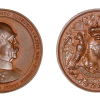 1885年德国“铁血宰相”俾斯麦七十诞辰铜质纪念章一枚