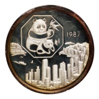 1987年香港第六届国际硬币展览会5盎司熊猫银质纪念章一枚