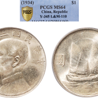 民国二十三年（1934年）孙中山像壹圆银币