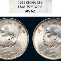 民国十年（1921年）袁世凯像壹圆银币二枚