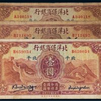 民国二十二年（1933年）北洋保商银行壹圆三枚