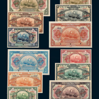 1921年华比银行天津 汉口 上海 北京四分行伍圆 拾圆 伍拾圆试印样票各三枚全套