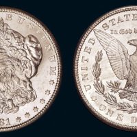 1881年、1884年美国摩根银币各二枚