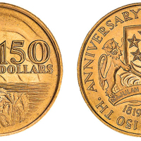 1818-1969年新加坡150年纪念金币二枚