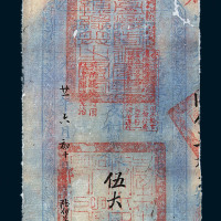 光绪二十一年（1895年）护理台南府正堂忠台南官银票伍大员一枚