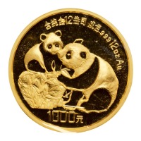 1987年12盎司精制熊猫金币一枚