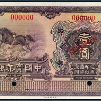 民国十三年（1924年）中国实业银行壹圆样票