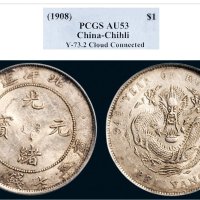 三十四年（1908年）北洋造光绪元宝七钱二分银币（LM465）