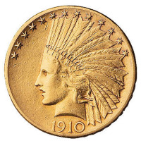 1910年美国10美元金币一枚