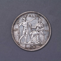1928年意大利贰拾里耳银币一枚