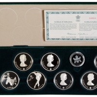 1987年加拿大冬季奥运会金币100加元一枚，银币20加元十枚