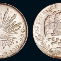 1895、1896年墨西哥鹰洋“AB”、“FO”各一枚