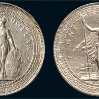 1897年、1899年、1900年、1902年英国站人像贸易银各一枚