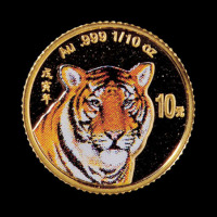1998年戊寅(虎)年生肖纪念彩色金币1/10盎司 完未流通