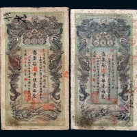 光绪丙午年湖南官钱局省平足银壹两纸币二枚