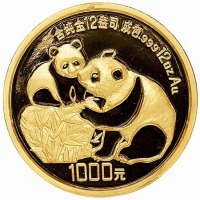 1987年12盎司精制熊猫金币一枚 完未流通
