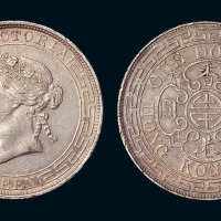 1867年香港维多利亚像壹圆银币一枚