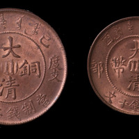 宣统年造己酉中心“川”字大清铜币二十文、十文各一枚（无图）