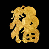 清代“福”字寿星金牌一件