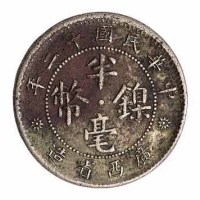 民国十二年广西省造半毫镍币一枚