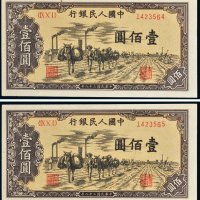 第一版人民币壹佰圆驮运二枚连号