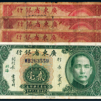 民国二十四年（1935年）广东省银行银毫券一组四枚