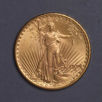 1924年美国自由女神像20美元金币一枚