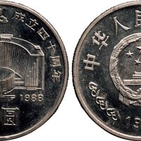 1988年中国人民银行发行中国人民银行成立40周年壹圆纪念币