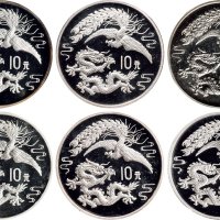 1990年中国人民银行发行龙凤纪念银币六枚