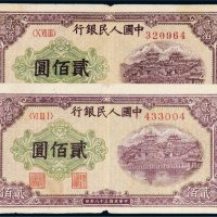 第一版人民币贰佰圆排云殿二枚