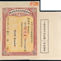 民国十八年（1929年）光东书局股份有限公司股票毫银陆佰元
